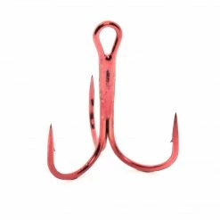 Mustad 35647 Red Round Bend Treble Hook 25 Pack Terminal Tackle
