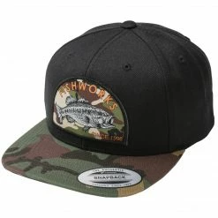 Fishworks Adjustable Snapback Flatbill Cap - Camo Bass / Black Camo Style