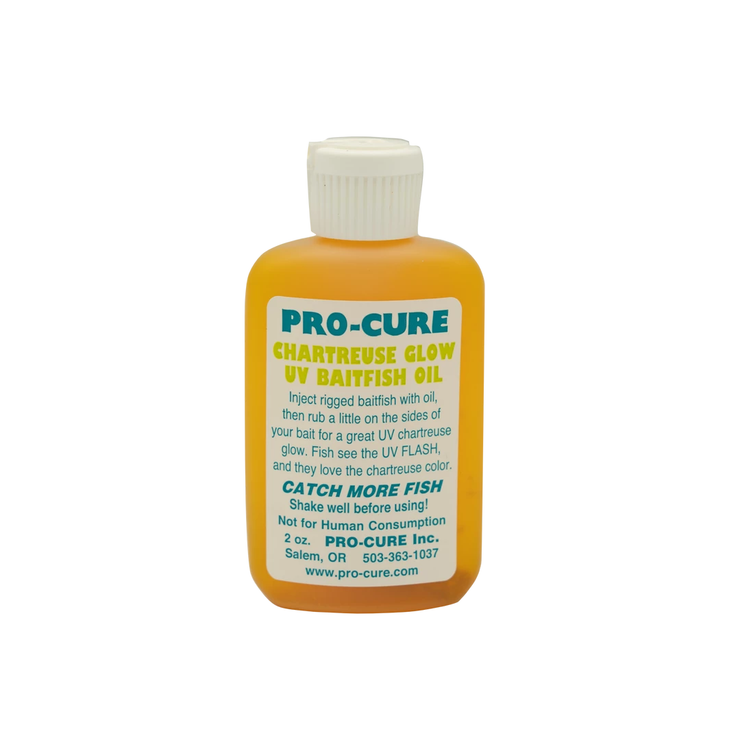 Artificial Baits & Attractants Pro-Cure Chartreuse Glow UV Baitfish Oil 2 Oz. 3 Artificial Baits & Attractants Pro-Cure Chartreuse Glow UV Baitfish Oil 2 Oz.