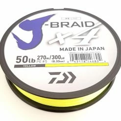 Daiwa J-Braid X4 Braided Line 300 Yards Fluorescent Yellow